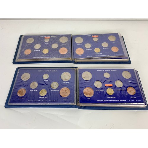 703 - A collection of coin sets from the 1960's and 2 Festival Of Britain crowns