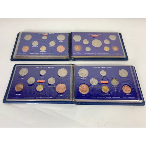 703 - A collection of coin sets from the 1960's and 2 Festival Of Britain crowns