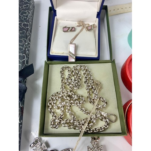 706 - A quantity of silver and costume jewellery.  Including pair of Christian Dior earrings, heavy solid ... 