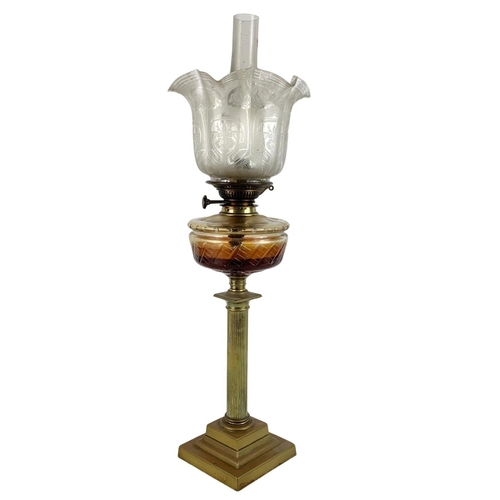 372a - Large Victorian oil lamp. 76cm