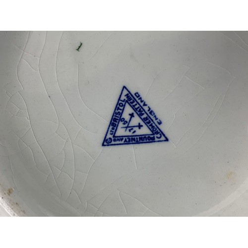 534b - Quantity of early 20th century blue and white pottery dinnerware. Largest platter 46 x 37cm