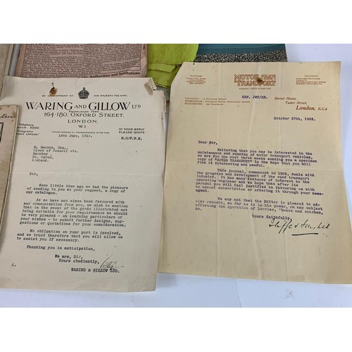 363a - Quantity of vintage ephemera including old Irish Coursing Club, Waring and Gillows receipts 1923, No... 