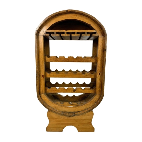 794 - Large Mexican pine wine rack, 67.5cm x 35cm x 121.5cm