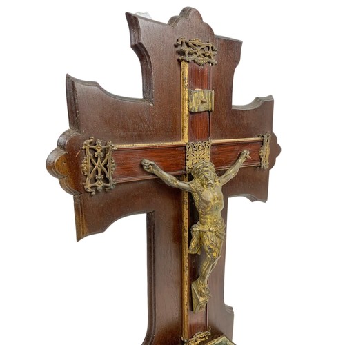 117 - A late 19th century crucifix with ornate gilded brass. 25 x 42.5cm