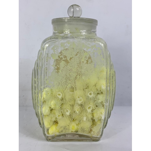 121 - An 1920’s Art Deco Lemon & Co LTD sweet jar with contents 14 x 22cm, and an original Beech-Nut adver... 