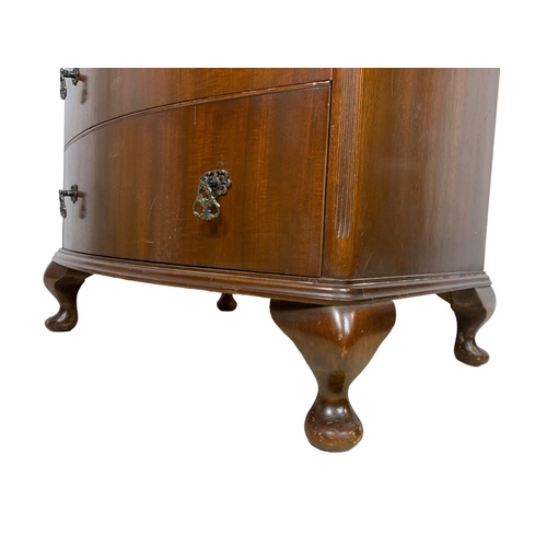 800 - Tall vintage mahogany bow front chest of drawers, 62cm x 46cm x 109cm