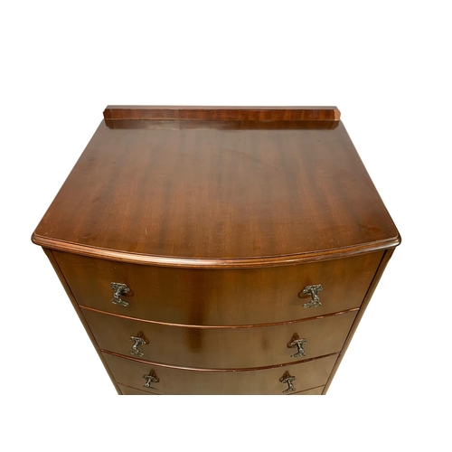 800 - Tall vintage mahogany bow front chest of drawers, 62cm x 46cm x 109cm