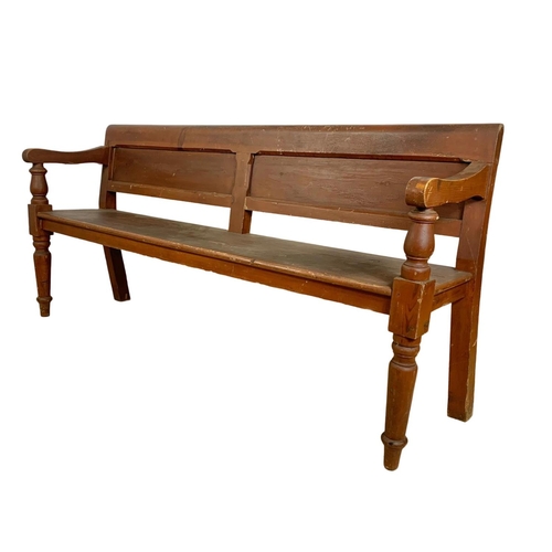 967 - Victorian pine bench with original scumble paint. Circa 1880. 172cm.