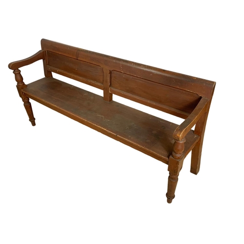 967 - Victorian pine bench with original scumble paint. Circa 1880. 172cm.