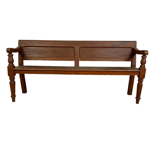 967 - Victorian pine bench with original scumble paint. Circa 1880. 172cm.