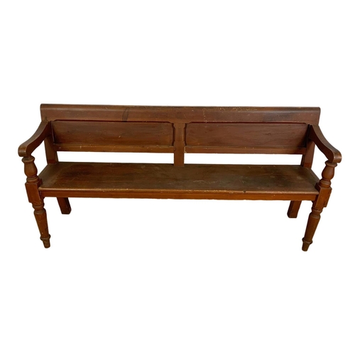 967 - Victorian pine bench with original scumble paint. Circa 1880. 172cm.