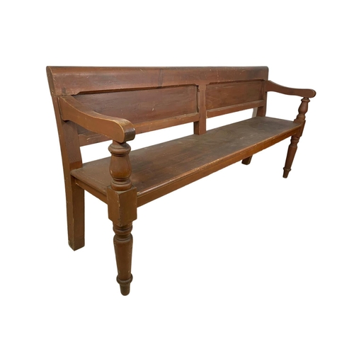 967 - Victorian pine bench with original scumble paint. Circa 1880. 172cm.