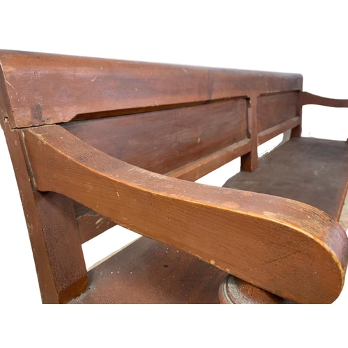 967 - Victorian pine bench with original scumble paint. Circa 1880. 172cm.