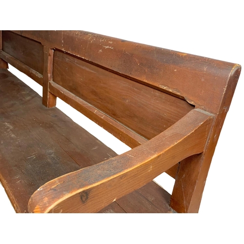 967 - Victorian pine bench with original scumble paint. Circa 1880. 172cm.