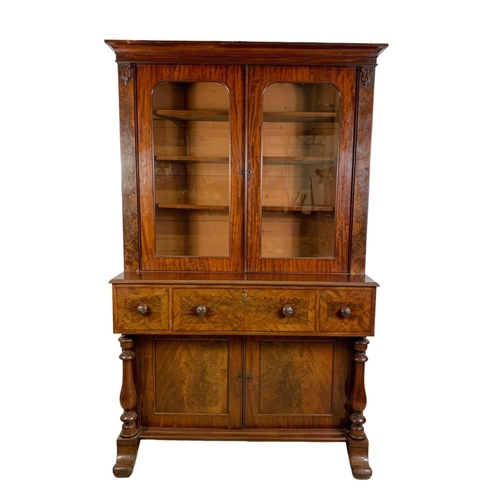 939 - Large early Victorian mahogany secretaire bookcase. Circa 1840. 134 x 60 x 217cm