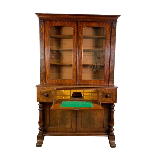 939 - Large early Victorian mahogany secretaire bookcase. Circa 1840. 134 x 60 x 217cm