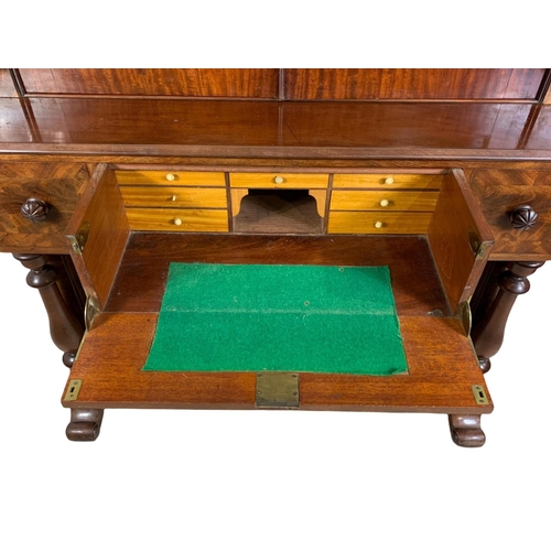 939 - Large early Victorian mahogany secretaire bookcase. Circa 1840. 134 x 60 x 217cm