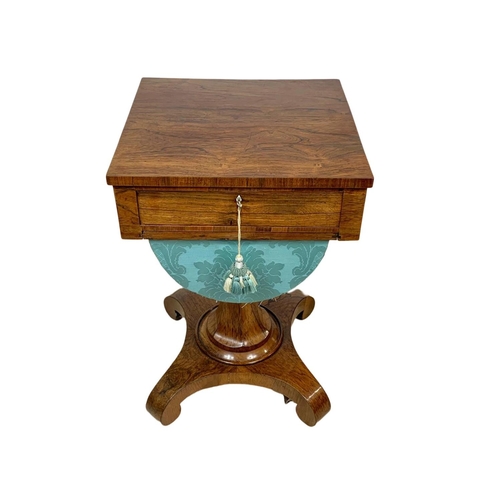 1021 - A William IV rosewood work box sewing table. Circa 1835. 48 x 48 x 75cm.