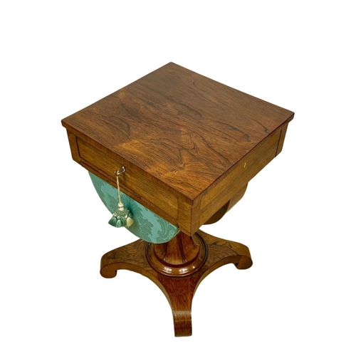 1021 - A William IV rosewood work box sewing table. Circa 1835. 48 x 48 x 75cm.