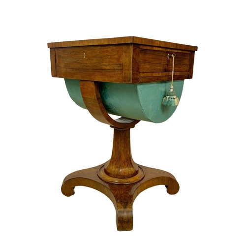 1021 - A William IV rosewood work box sewing table. Circa 1835. 48 x 48 x 75cm.