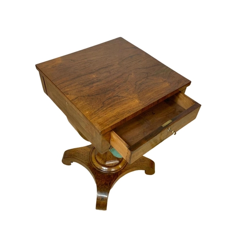 1021 - A William IV rosewood work box sewing table. Circa 1835. 48 x 48 x 75cm.