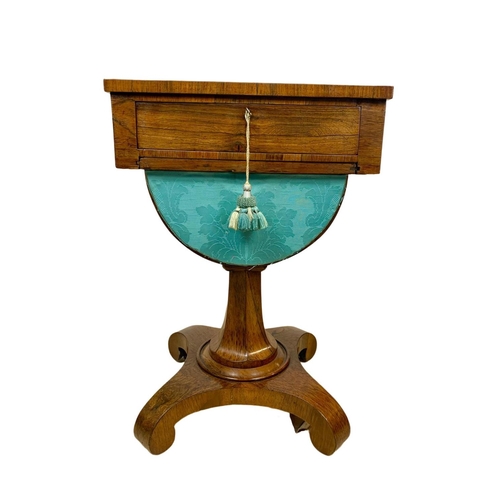 1021 - A William IV rosewood work box sewing table. Circa 1835. 48 x 48 x 75cm.