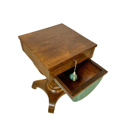 1021 - A William IV rosewood work box sewing table. Circa 1835. 48 x 48 x 75cm.