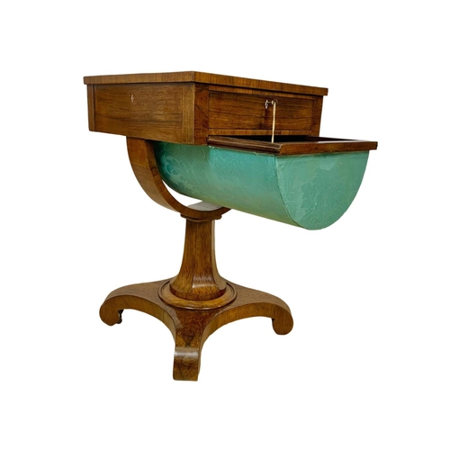 1021 - A William IV rosewood work box sewing table. Circa 1835. 48 x 48 x 75cm.