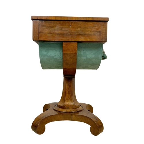 1021 - A William IV rosewood work box sewing table. Circa 1835. 48 x 48 x 75cm.