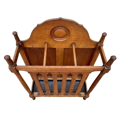 1006 - A late Victorian oak umbrella stick stand. Circa 1890/1900. 61.5 x 22.5 x 91cm.