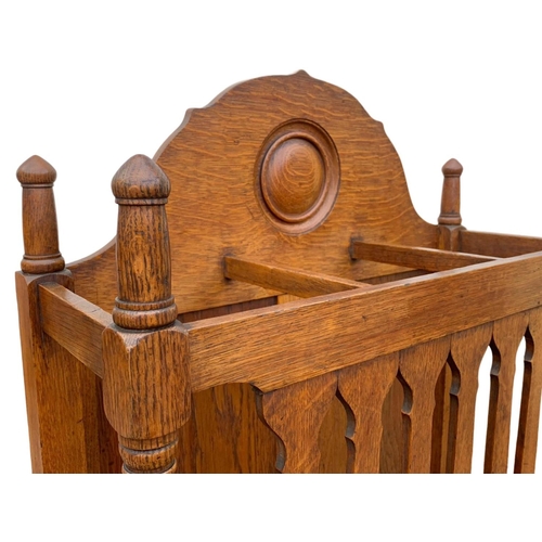 1006 - A late Victorian oak umbrella stick stand. Circa 1890/1900. 61.5 x 22.5 x 91cm.