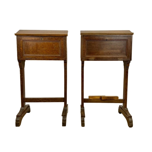 1035 - Pair of late 19th century French oak bible boxes. Circa 1890/1900. 45 x 35 x 84cm