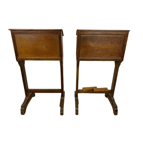 1035 - Pair of late 19th century French oak bible boxes. Circa 1890/1900. 45 x 35 x 84cm