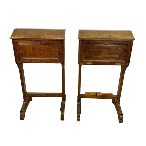 1035 - Pair of late 19th century French oak bible boxes. Circa 1890/1900. 45 x 35 x 84cm