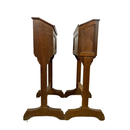 1035 - Pair of late 19th century French oak bible boxes. Circa 1890/1900. 45 x 35 x 84cm