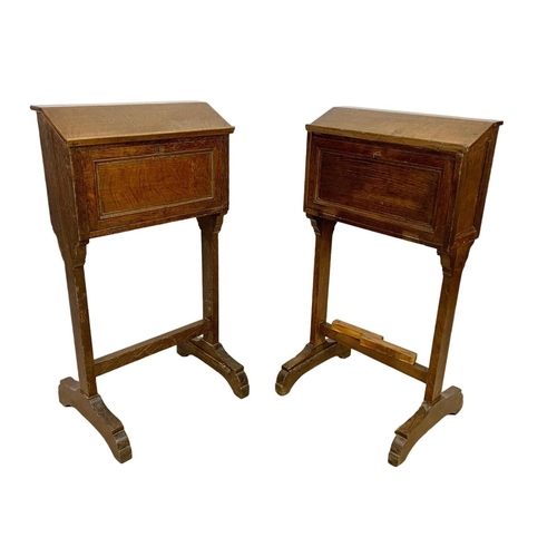 1035 - Pair of late 19th century French oak bible boxes. Circa 1890/1900. 45 x 35 x 84cm