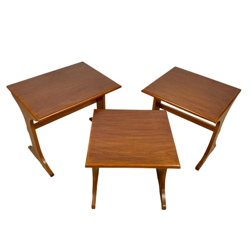 979 - A Scandinavian design teak nest of 3 tables. Mid century. Circa 1970.