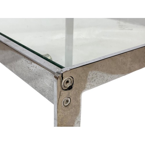 983 - A vintage chrome side/coffee table with glass top. Circa 1970. 53.5 x 46 x 36cm