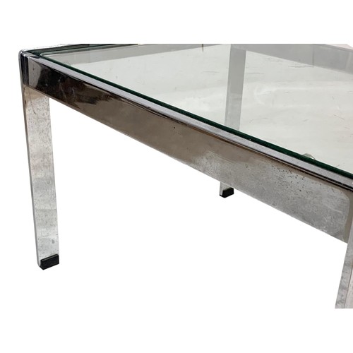 983 - A vintage chrome side/coffee table with glass top. Circa 1970. 53.5 x 46 x 36cm