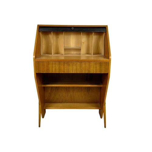 984 - A 1950’s walnut and beech writing bureau with drawer. 67 x 41 x 101.5cm