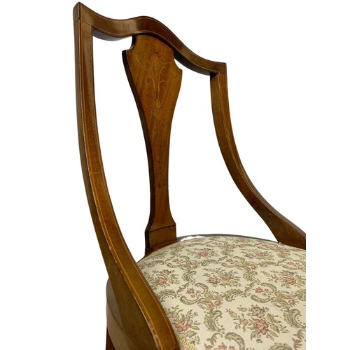 934 - 2 small Edwardian inlaid mahogany nursing chairs