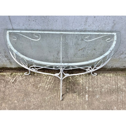 1038 - A French glass top console table. 101 x 40 x 71cm.