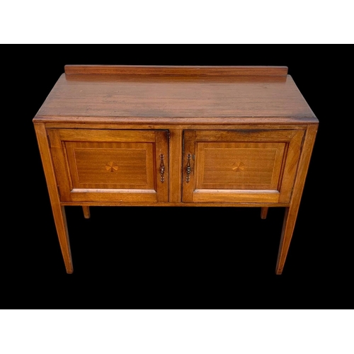 1002 - An Edwardian inlaid gallery back side cabinet/washstand. 97 x 41 x 80.5cm.