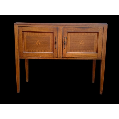 1002 - An Edwardian inlaid gallery back side cabinet/washstand. 97 x 41 x 80.5cm.