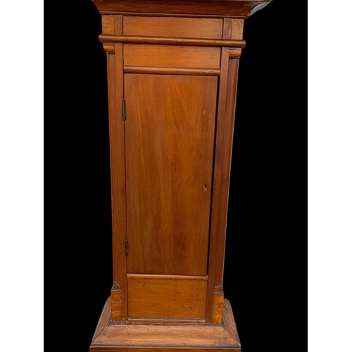 1007 - A Victorian mahogany long case clock with weights 221cm.