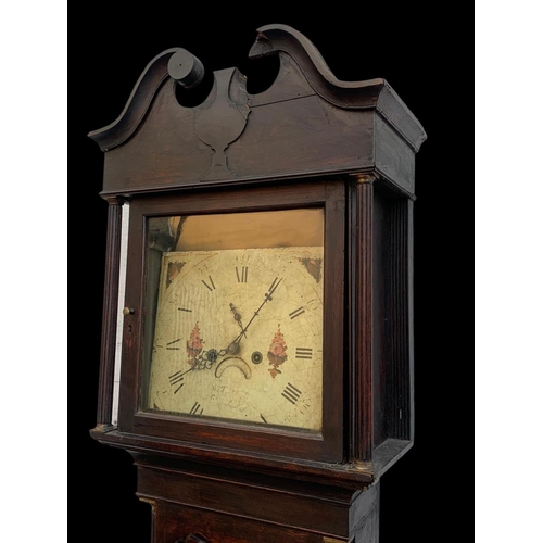 1009 - A Victorian long case clock with weights. 212cm