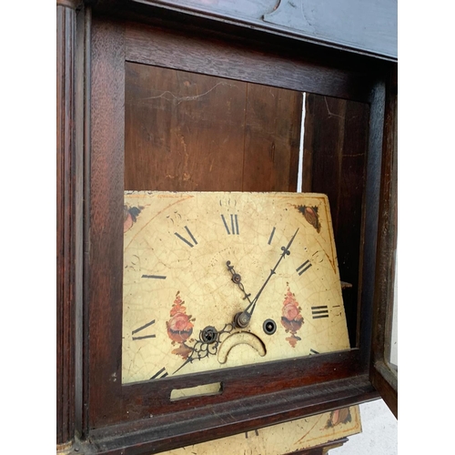 1009 - A Victorian long case clock with weights. 212cm