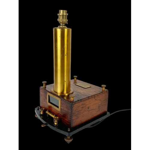 101 - A Steampunk lamp made from a High Sensitivity Galvanometer with shade base measures 22 x 22 x 40cm