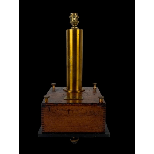 101 - A Steampunk lamp made from a High Sensitivity Galvanometer with shade base measures 22 x 22 x 40cm