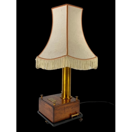 101 - A Steampunk lamp made from a High Sensitivity Galvanometer with shade base measures 22 x 22 x 40cm